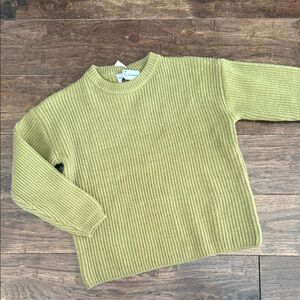 Olive Ribbed Kids Sweater